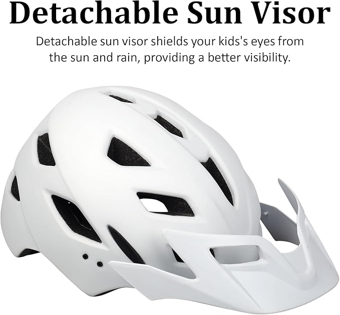 Kids Bike Helmet, Youth Toddler Boys Girls Helmets, 2 Size Adjustable for Ages 2-3-5-8-14 Years, Child Helmet with Visor and LED Light, Lightweight Multi-Sport Bicycle Scooter Cycling Helmets