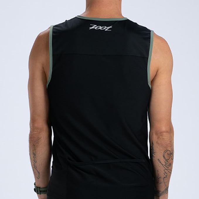 Zoot Men’s Core Tri Tank, Performance Triathlon Race Tank Top, UPF 50+ Fabric, Rear Pockets, Mesh Panels, & Cam Lock Zipper