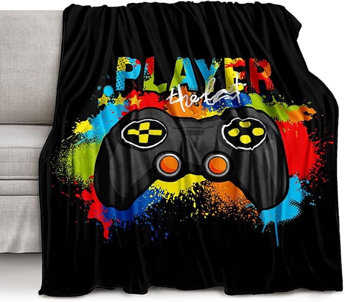 lirs Bedding Gaming Throw Blanket 80" x 60’’ Super Soft, Fleece, Gamer Gift for Couch Sofa for for Kids Boys Teens Video Game (MT-A19, 80’’x60)