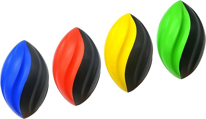 7" Spiral Mini Football for Kids 4 Pack - Foam Footballs for Kids - Soft, Small Footballs (Red, Yellow, Blue and Green)