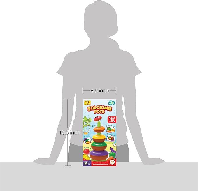 Imagimake Stacking Pots Toys | Leaps & Bounds 6+ Month Old Baby Toy | Learning Toy for Infant & Toddler | 5-in-1 Play & Learn | Stacking, Nesting, Pretend Play | First Birthday Gifts for Girls & Boys