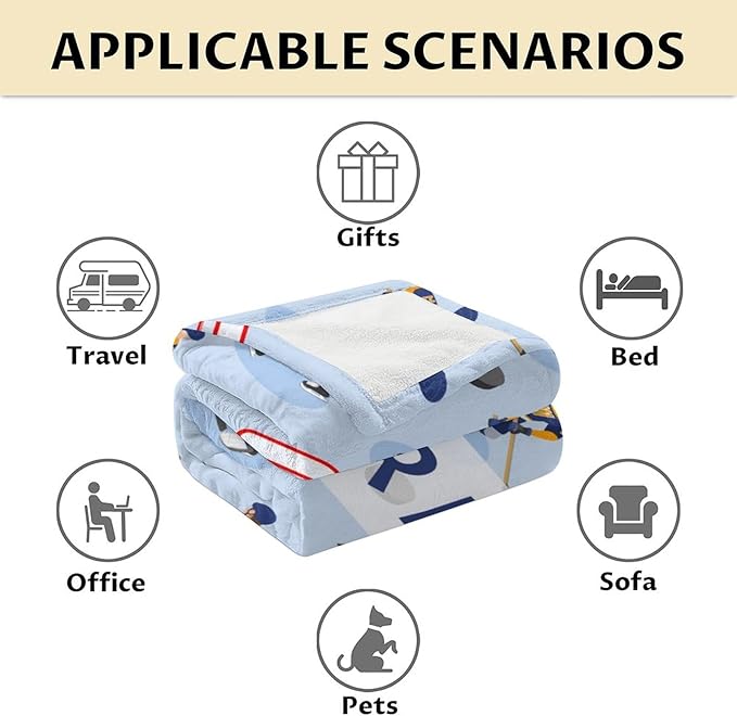 Personalized Hockey Blanket - Hockey Gifts for Girls Boys - Custom Kids Blanket with Name - 40"x50" Soft Flannel Throws for Couch