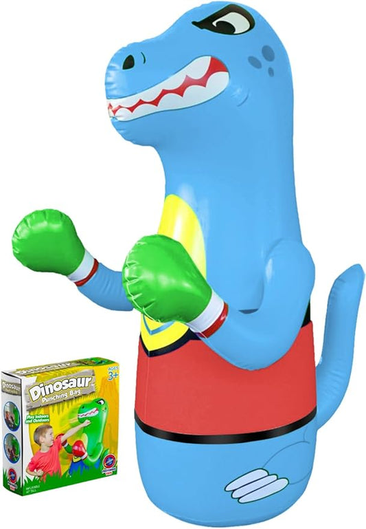 Inflatable Dinosaur Punching Bag for Kids – Bop Bag for Toddlers and Children Ages 3-14 – 47" Blow Up Toy with Bounce-Back Action – Fill Base with Sand or Water