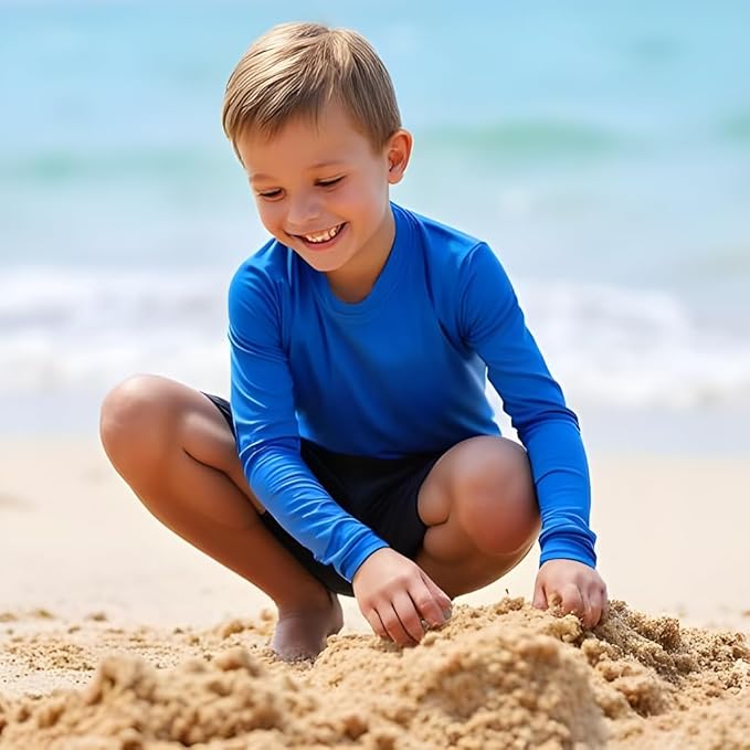 INGEAR Boys' Rash Guard UPF 50+ Swim Shirt - Lightweight, Quick-Dry, Durable Sun Protection for Swimming, Sizes XS-XL