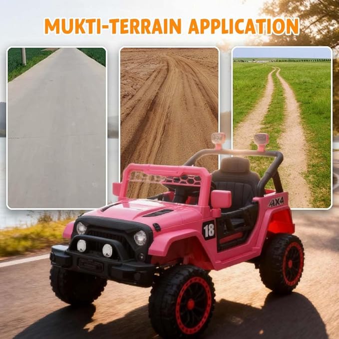 12V Kids Car, 4x4 Electric Car for Kids with Remote Control, LED Headlights & Music, Ride-On Truck Toy Gift for Boys Girls 3-8 Years (Pink)