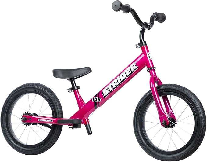 Strider 14x, Balance Bike for Kids 3 to 6 Years - Includes Custom Grips, Padded Seat, Performance Footrest & All-Purpose Tires - Easy Assembly & Adjustments