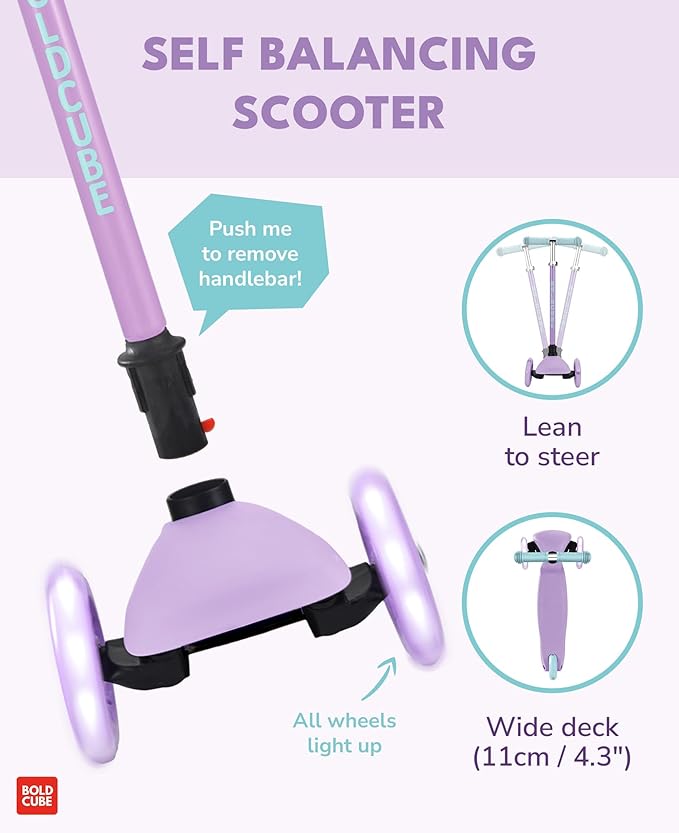 Teeny | 3 Wheel Mint Scooter for Kids & Toddlers Ages 3-6 Years | Flashing Wheels | Height Adjustable 53 to 70 cm | My First Scooter