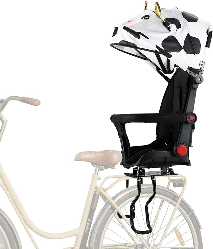 Rear Child Bike Seat with Thick Backrest, Rear Child Bicycle Seat Design for Children Aged 2 to 8 Years Old, One Size (Black-a)