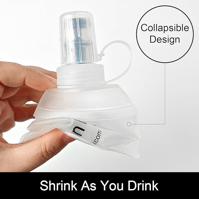 WILDREEDS 500ml Soft Flask, TPU Collapsible Soft Water Bottle for Hydration Pack, Running Vest, Folding Water Bottle for Hiking Cycling Climbing-2Pcs, White