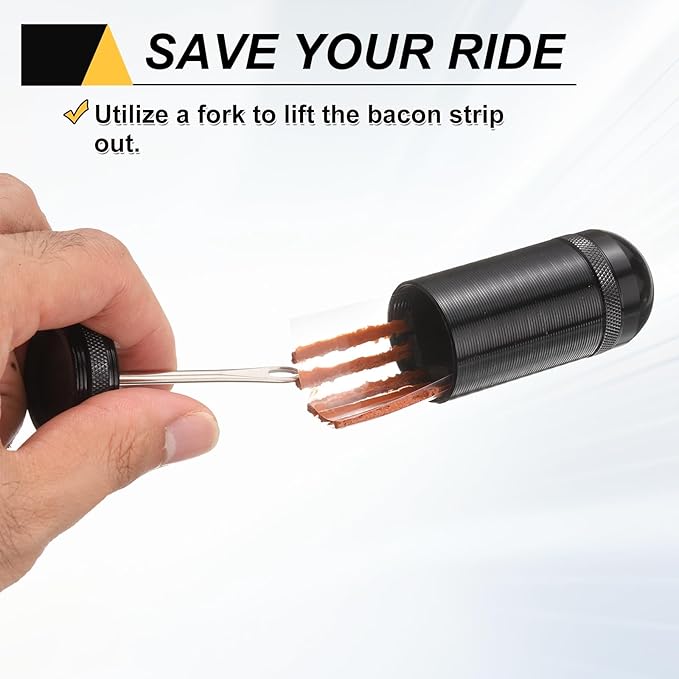 HARFINGTON Tubeless Bicycle Tire Repair Kit Bike Patch Tool Fix Puncture Flat with Plug Tool and Plugs for MTB Road Bicycle Tires, Black