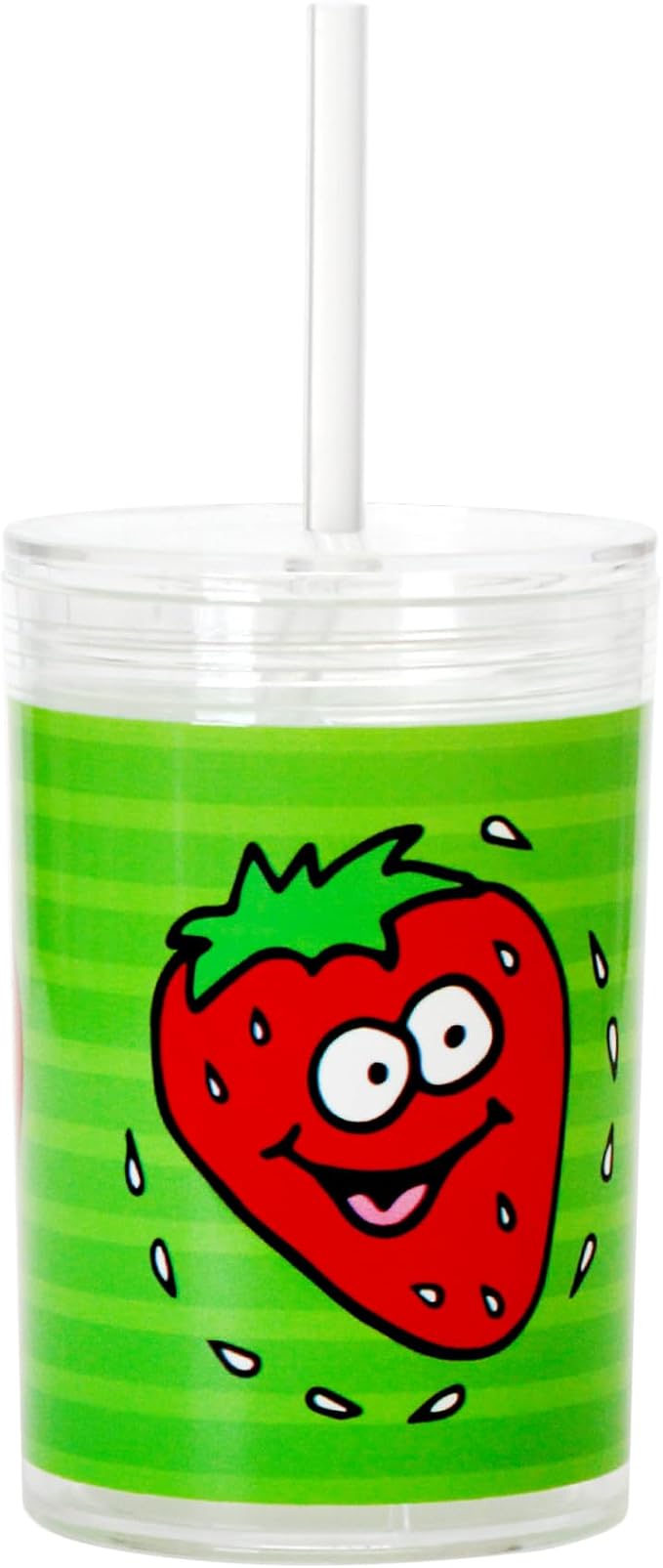 Youngever Kids Tritan Cup with Straws, Reusable 14 Ounce Toddler Cup with Lid and Straw, Unbreakable Kids Tritan Tumbler with Straw (Strawberry)