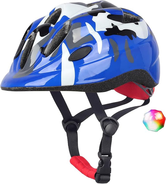 Kids Toddler Bike Helmet, Adjustable Boys Girl Helmets from Baby to Children(Age 1-8), Multi Sports for Bicycle Skate Scooter with LED Light
