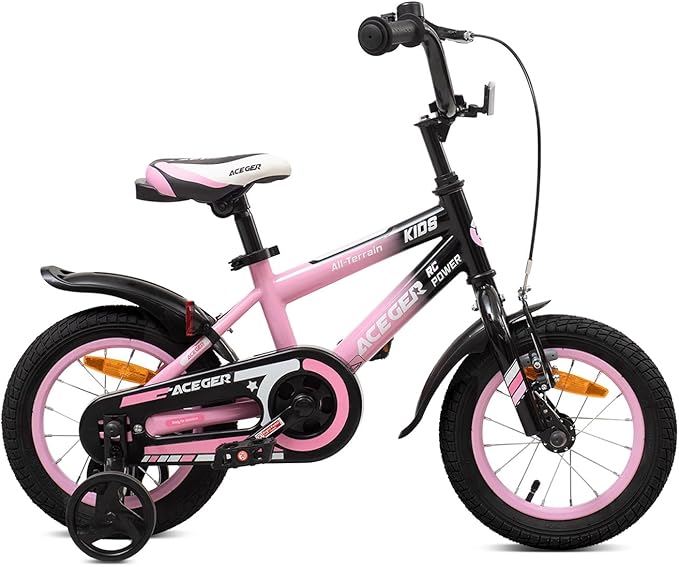 ACEGER Simon Kids Bike for Boys Girls Toddlers, Unisex for Aged 3-13 Years, 12 14 16 18 Inch Children Bicycle with Training Wheels, 20 Inch Bike with Kickstand
