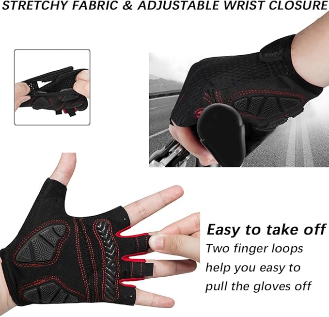 MOREOK Cycling Gloves Bike Gloves for Men/Women-[5MM Gel Pad] Half Finger Bicycle Biking Gloves for Cycling/Weight Lifting/Gym/Motorcycle/Outdoor Sports