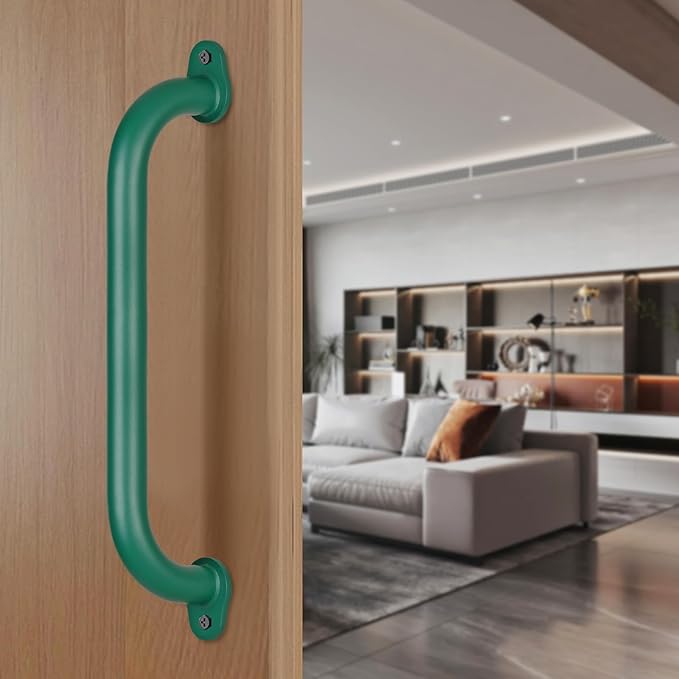 SELEWARE 6-Pack 17-Inch Green Metal Playground Safety Handles – Heavy-Duty, Non-Slip Kids’ Grab Bars for Indoor/Outdoor Playsets, Swing Sets, Playhouses, Treehouses, Jungle Gyms & Climbing Frames