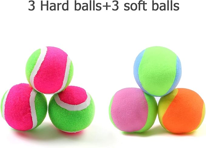 Aneco Toss and Catch Paddle Game Set Disc Paddles and Toss Ball Sport Game with Storage Bag, 6 Paddles and 6 Balls