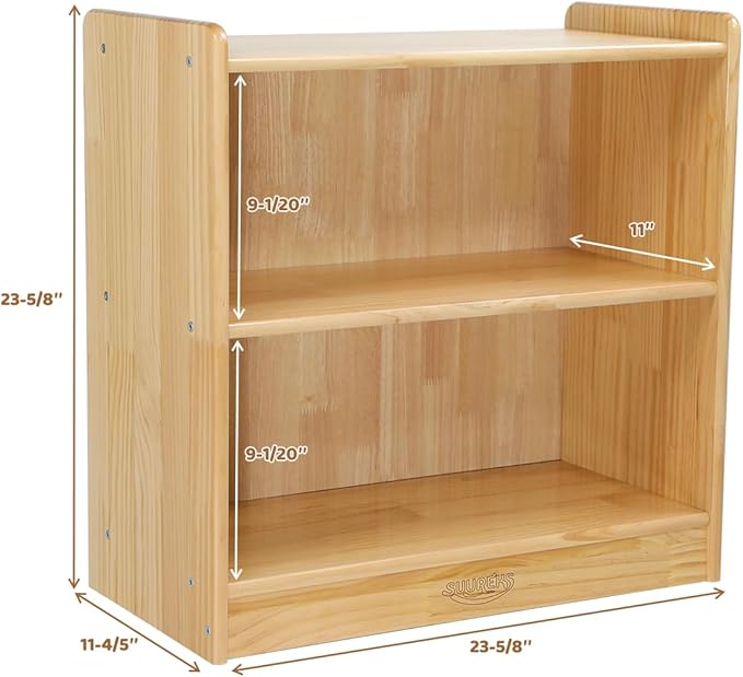 Montessori Shelf, Toy Shelf for Kids, Kids Bookshelf, 2-Tier, 2-Section Wooden Book Shelf, Toy Storage Organizer for Kid Rooms, Palyroom, Nursery (23-5/8"*23-5/8"*11-4/5")