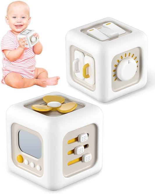 6 in 1 Busy Cube Montessori Toys for 1 Year Old Boy, Baby Sensory Toys for Ages 1-3, Toddler Learning Activities Stocking Stuffers Travel Toy Birthday Gift for 1 2 3 Year Old Boy Girl