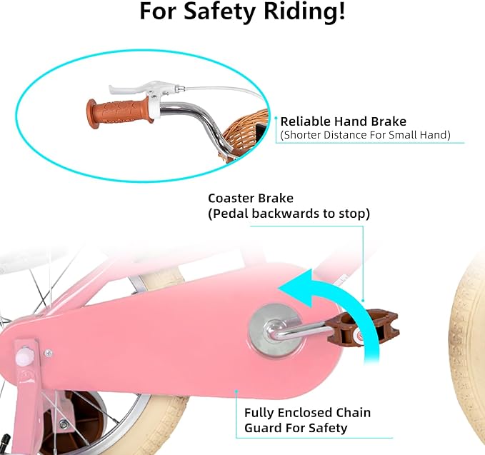 JOYSTAR Girls Bike for 2-12 Years Old Toddlers and Kids, 12" 14" 16" 18“ Retro Style Kids Bike with Training Wheels, 20 Inch Children Bicycle with Kickstand