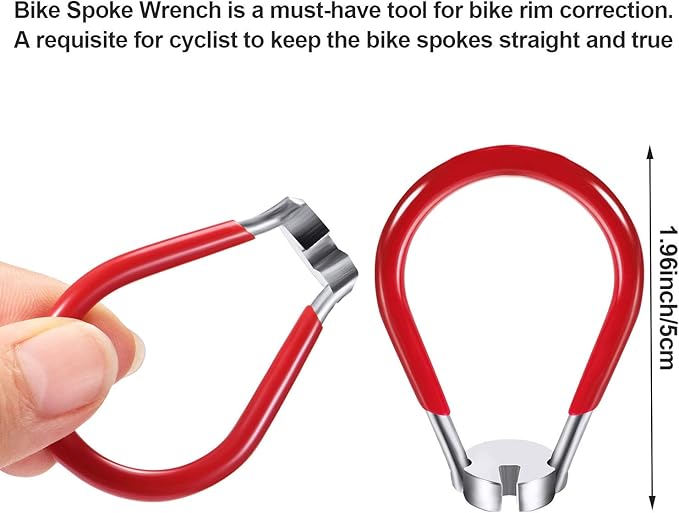 5 Pieces Bicycle Spoke Wrench Bike Spoke Tool with 1 Piece Tire Lever Bike Rim Correct Kit Cycling Pocket Tools for Bicycle Repair, Totally 6 Pieces Tool Kit