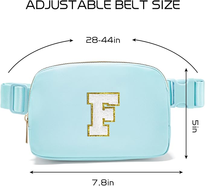 Gitus Birthday Gifts for 8 9 10 11 12 13 Year Old Girls Personalized Fanny Pack Crossbody Bags with Initial Letter Patch Belt Bag for Teen Girls Cute Trendy Stuff Travel Essentials (Icingblue-F)