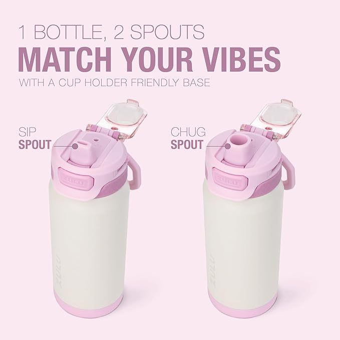 ZULU Powerfill Pro 18oz Kids Stainless Steel Water Bottle with Quick Fill Lid, Triple Wall Vacuum Insulated, Leak Proof Locking Lid, Sip & Chug, Reusable, BPA Free, Dishwasher Safe, Ivory Blush