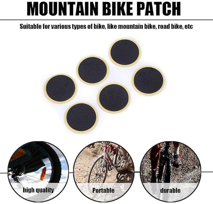 24Pcs Black Bike Tire Patch Kit,Glueless Bike Repair Patch, Round Bike Tube Patches,Bike Inner Tube Repair Kit,Bike Patch Kit for Road and Mountain Bikes Tire Repair Kits