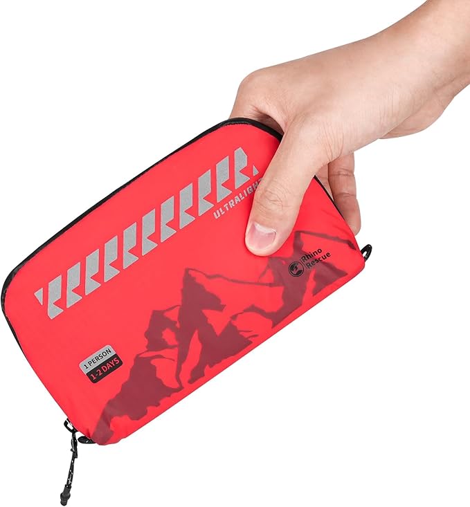RHINO RESCUE Small First Aid Kit Ultralight Water-Resistent Medical Kit for Hiking, Backpacking, Cycling, Travel, Vehicles