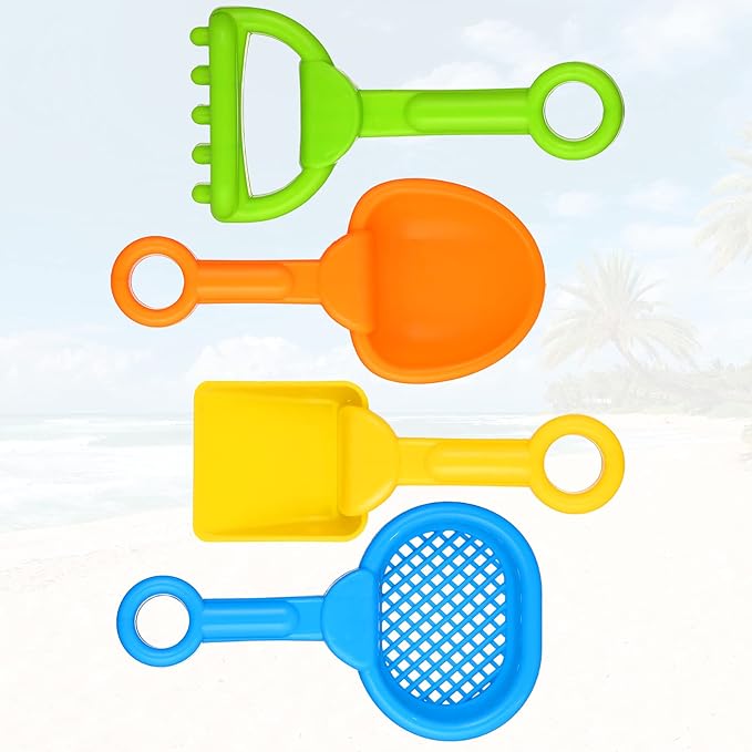 Skylety 8 Pieces Kids Beach Sand Shovels Colorful Plastic Rake Sand Sifter Toy Shovel for Teens Garden Summer Beach Toys(Fresh Style)