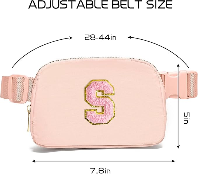 Gitus 6 7 8 9 10 Year Old Girl Gifts Belt Bag Fanny Pack Crossbody Bags with Initial Letter Patch Things for Teen Girls Easter Gifts for Girls Travel Essentials（Coral Pink-S）