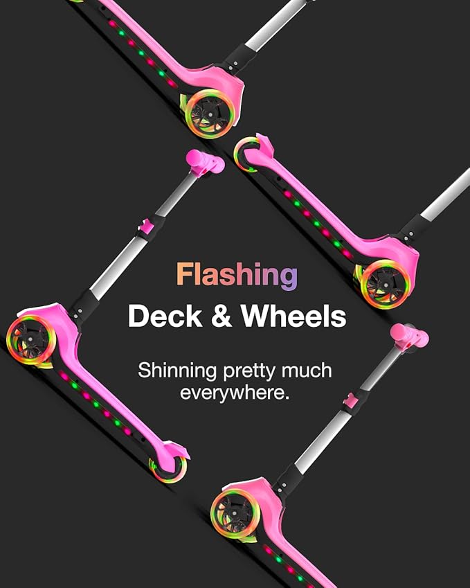 Elecorange Balance Electric Scooter for Kids Ages 2-9, 2025 Upgraded, Long Range, Friendly Thumb Throttle, Solid Wide Light Up Deck & Wheels, Adjustable Height, 5Mph Safe Limit, 60min Riding, Foldable