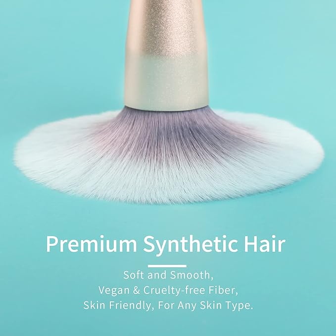 Blue Makeup Brushes Set with Case by ENZO KEN, Vegan Makeup Brush Set Professional, Cosmetic Brushes Makeup Set, Make up Brushes Vegan, Make up Brushes Set Professional, Wooden Makeup Brush Set Vegan