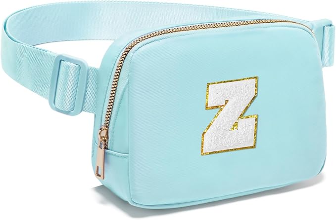Gitus Birthday Gifts for 8 9 10 11 12 13 Year Old Girls Personalized Fanny Pack Crossbody Bags with Initial Letter Patch Belt Bag for Teen Girls Cute Trendy Stuff Travel Essentials (Icingblue-Z)