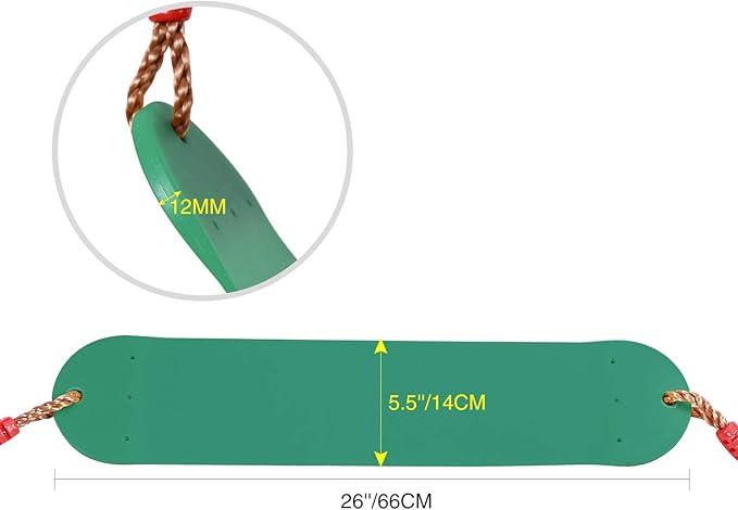 RedSwing Swing Seat for Kids Outdoor with 36-70" Rope, Kids Safety Playground Swings Seat Replacement, Belt Swing, Heavy Duty, Green 1 Pc