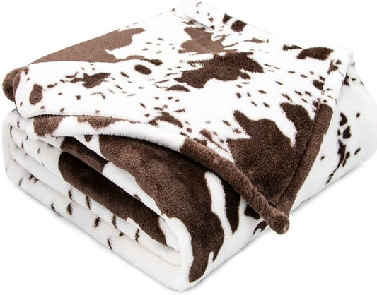 Cow Print Blanket for Kids - Ultra Soft Fuzzy Fleece Throw for Boys Girls, Cute Nursery Decor, Birthday Gifts (Black & White) 40"x50"