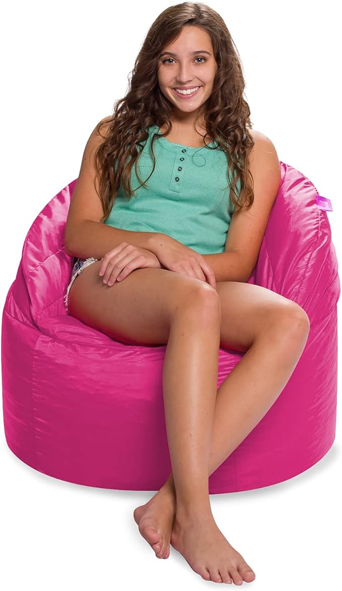 Posh Creations Structured Comfy Seat for Playrooms and Bedrooms, Large Bean Bag Chair, Sonoma Lounger, Pink