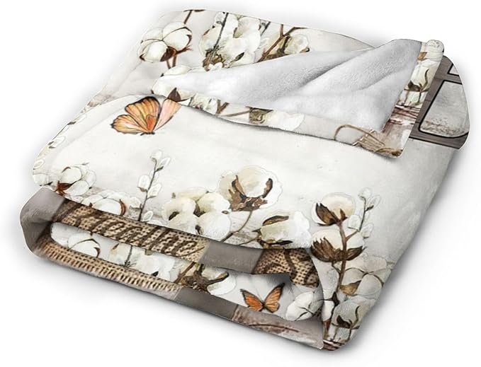 Farmhouse Floral Blanket for Women Girls Ultra Soft Cozy Cotton Flower Throw Blanket Fleece Fuzzy Plush Bedding Blanket Flower Gifts for Women Girls Kids Adults Couch Sofa 50"x40"