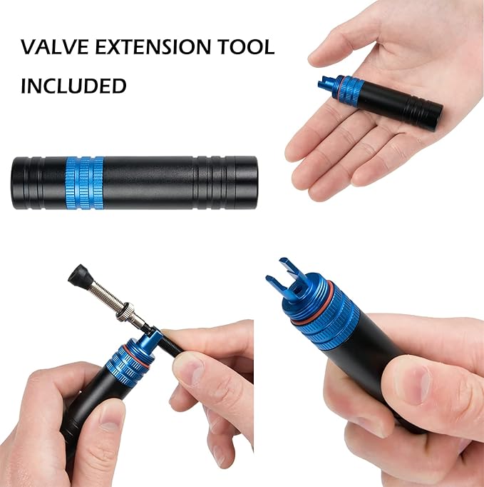 RRK Tubeless Bike Tire Tool, Repair Kit and Sealant Injector Syringe Set with Valve Removal Tool Kit