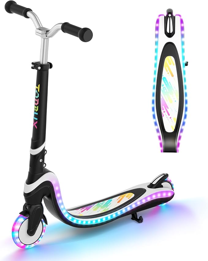 Scooter for Kids with Light-Up Wheels & Deck, Adjustable Heights 2 Wheel Kick Scooters for Kids 5-7, Toddler Scooters with 4 Lighting Mode Deck