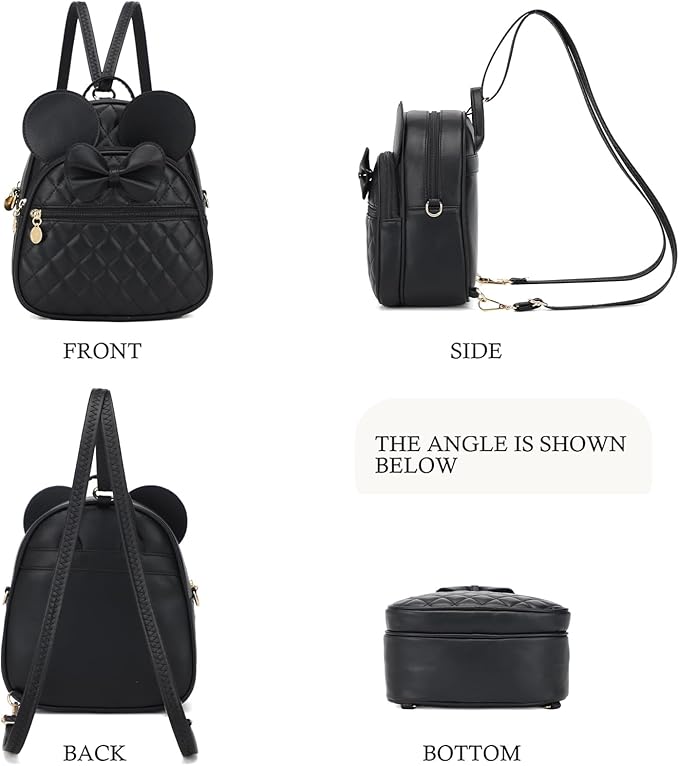 KL928 Girls Mini Backpack Bowknot Polka Dot Cute Small Daypacks Convertible Shoulder Bag Purse for Women