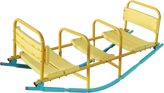 2 in 1 Teeter Totter Seesaw for Kids, 1-3 Person Metal Rocking Seesaw for Boys Girls Indoor Outdoor Rocker Toy Playground Equipment for Backyard
