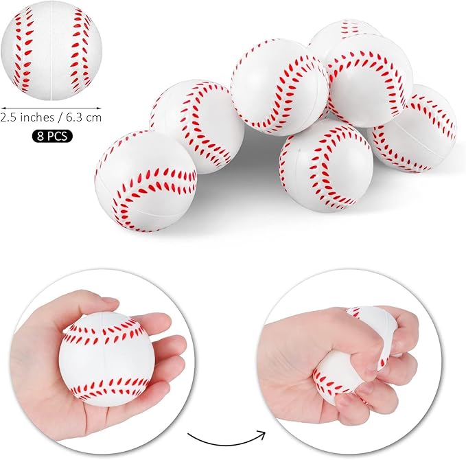 durony 8 Sets Inflatable Baseball Bats and Mini Foam Baseball Sports Stress Ball Sports Party Favors for Party Supplies Sport Theme Toy