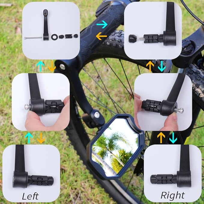 Bar End Bike Mirrors, High–Definition Convex Glass Lens for E-Bike Handlebars, Scratch Resistant, Safe Rearview 1 Pair Bicycle Mirror(Right And Left Side)