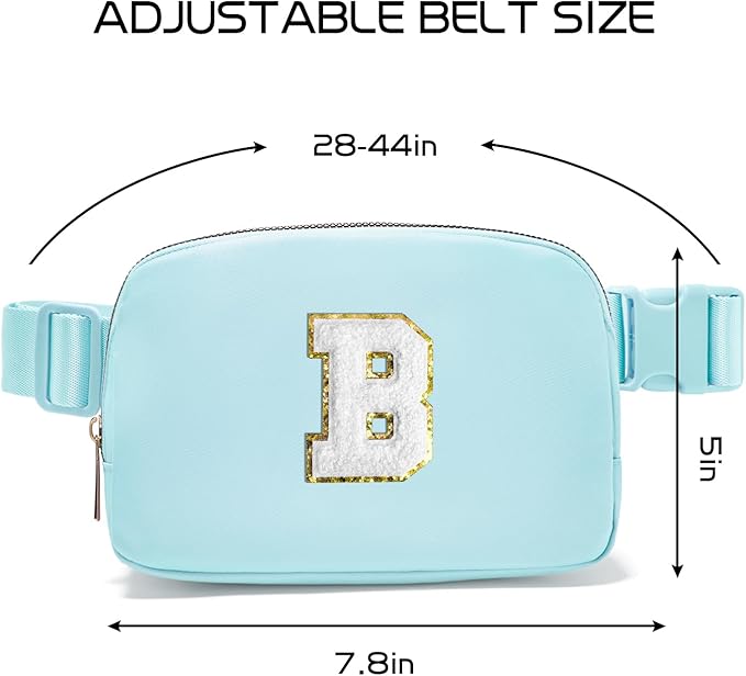 Gitus Birthday Gifts for 8 9 10 11 12 13 Year Old Girls Personalized Fanny Pack Crossbody Bags with Initial Letter Patch Belt Bag for Teen Girls Cute Trendy Stuff Travel Essentials (Icingblue-B)