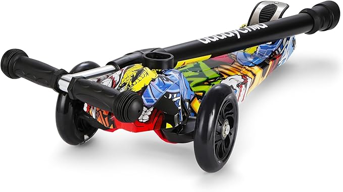 Kids Kick Scooter, 3 Wheeled Scooter for Kids, Child/Toddlers Toy, Adjustable Height, Anti-Slip Deck, Flashing Wheel Lights, for Boys/Girls 3-12 Year Old