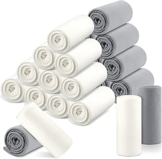 Newwiee 24 Pcs Fleece Throw Blankets Bulk Outdoor Wedding Guest Gifts Soft Lightweight Sleepover Lap Blankets Pet Home Sofa Couch Office Donation Homeless, 50 x 60 Inch (White/Gray)