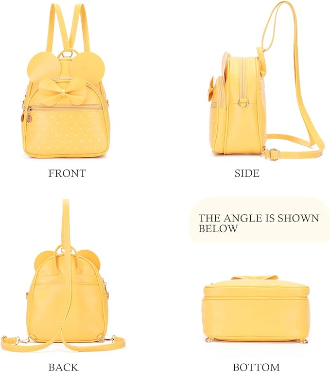 KL928 Girls Mini Backpack Bowknot Polka Dot Cute Small Daypacks Convertible Shoulder Bag Purse for Women