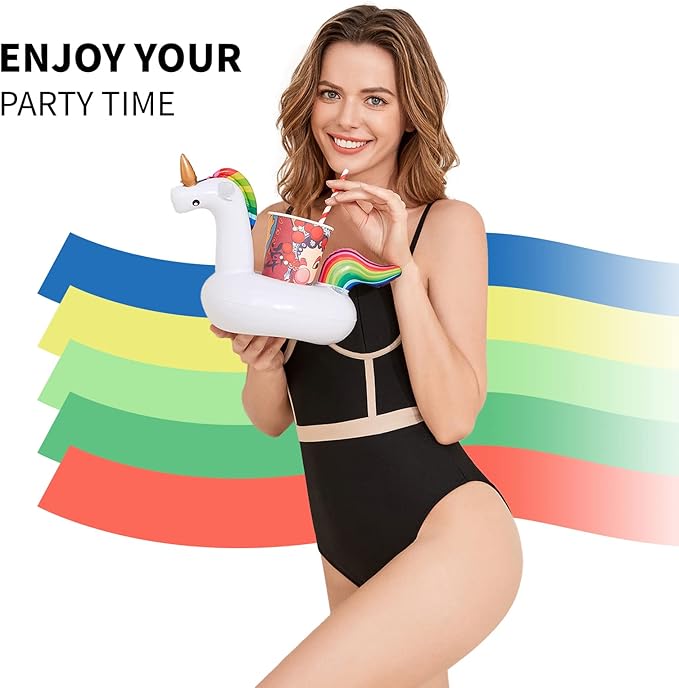 Inflatable Drink Holder 16 Pack,Pool Drink Holder Floats for Parties,Floating Drink Holder for Pool, Kids Water Fun Toys