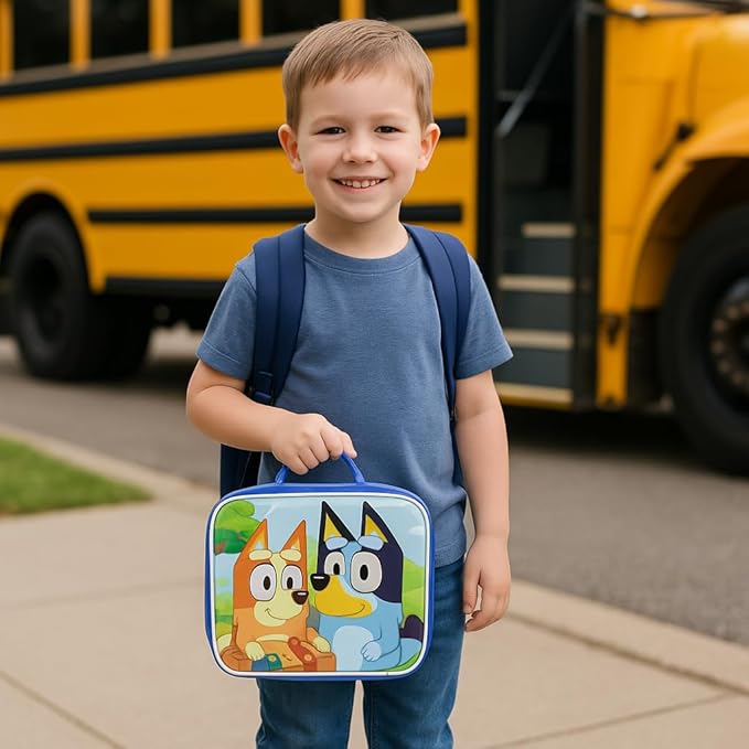 Fast Forward Bluey Lunch Box for Kids | Bluey and Bingo Insulated Lunch Bag Lunch Box for Boys, Girls, Unisex, Toddlers| Bluey Blue Reusable Lunchbox