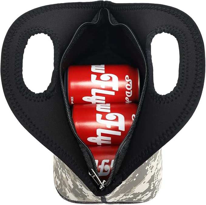 FlowFly Neoprene Lunch Tote Insulated Thermal Reusable Lunch Bag Box for Boys Men with Zipper (Digital Camo)